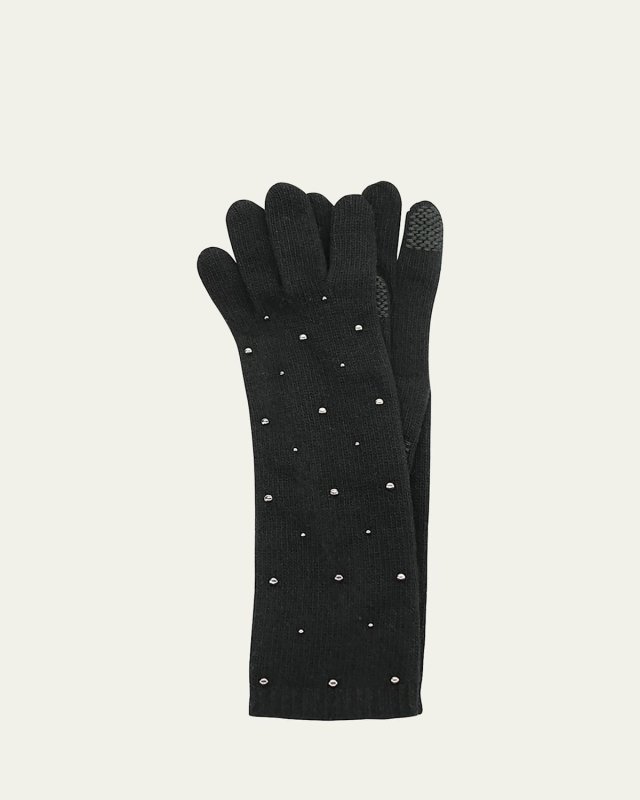 Long Studded Cashmere Tech Gloves